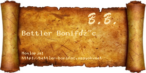 Bettler Bonifác névjegykártya